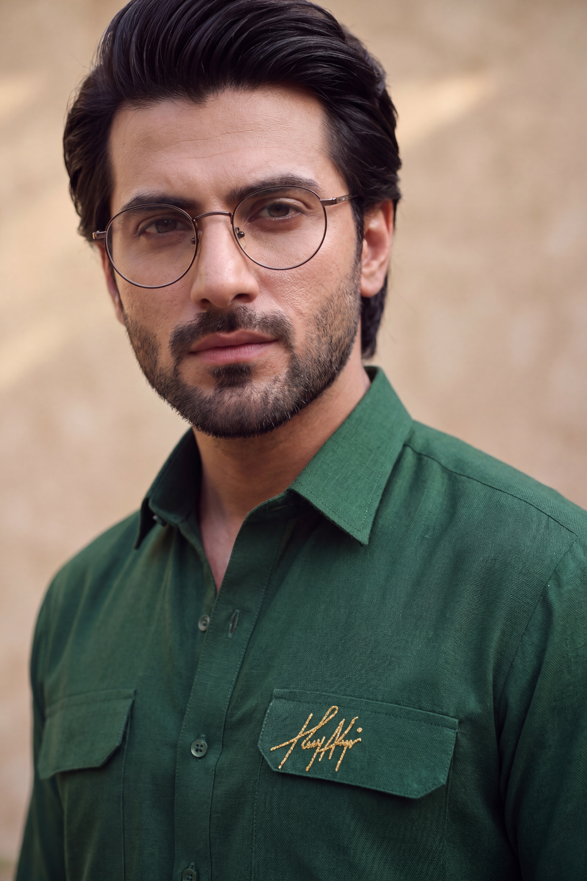 GREEN BOSKI LINEN KURTA FARSHI PAJAMA