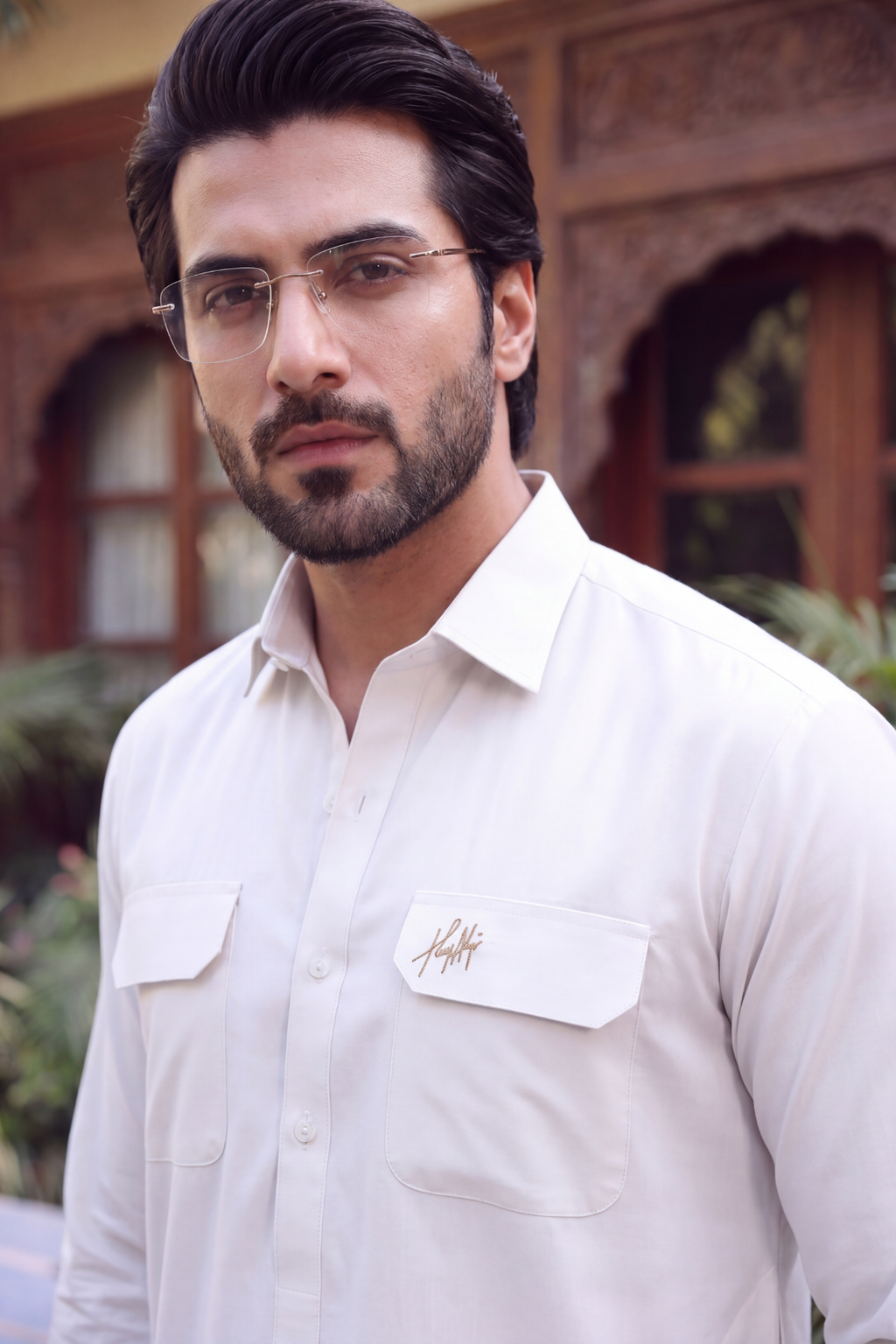 WHITE BOSKI LINEN KURTA FARSHI PAJAMA