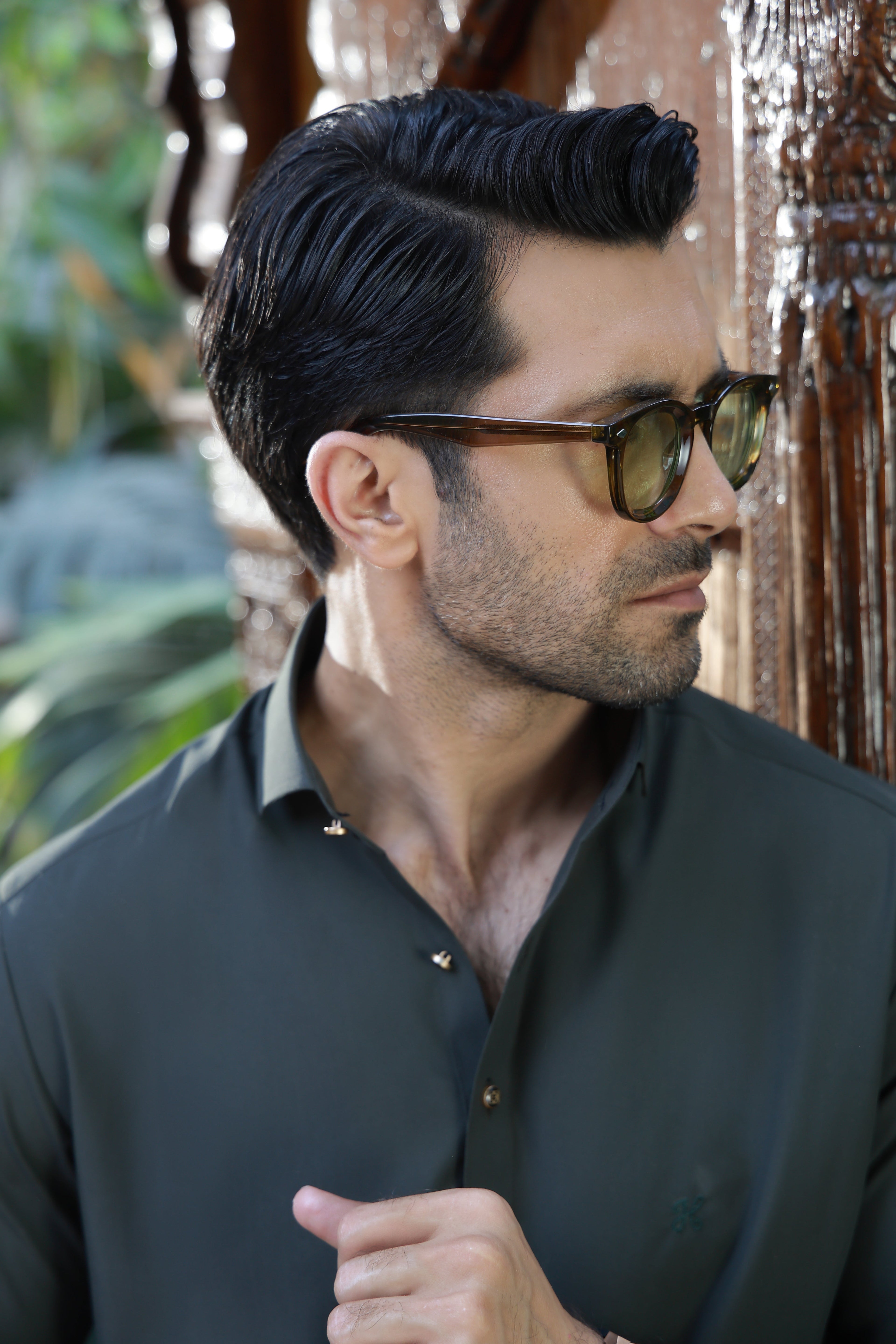OLIVE GREEN WASH N WEAR KURTA FARSHI PAJAMA