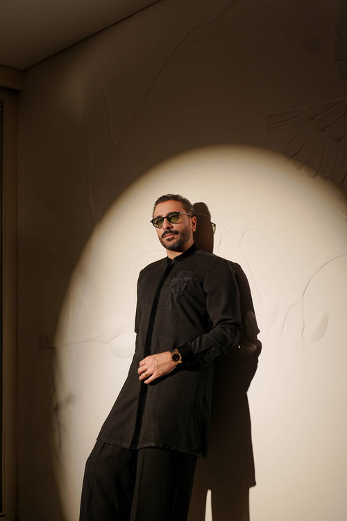BLACK ARMANI KURTA FARSHI PAJAMA